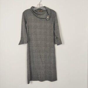 S.Z.N. Collection Women's Midi Dress Sz Medium Gray Houndstooth Business Casual